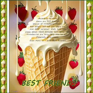 A "Best Friends" e-Card - with Fine Art Image of STRAWBERRIES AND CREAM