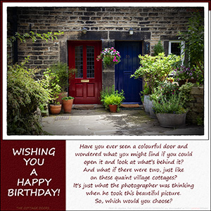 A "Birthday" e-Card - with Fine Art Image of THE COTTAGE DOORS