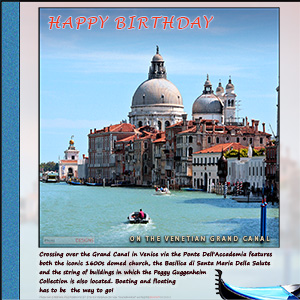 A "Birthday" e-Card - with Fine Art Photographic Image ON THE VENETIAN GRAND CANAL