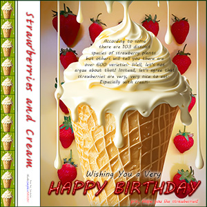 A "Birthday" e-Card - with Fine Art Image of STRAWBERRIES AND CREAM