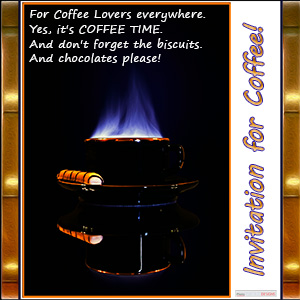 An "INVITATION" e-Card - with Fine Art Image of COFFEE TIME