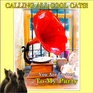 An "Invitation" e-Card - Red-Funnelled Gramaphone